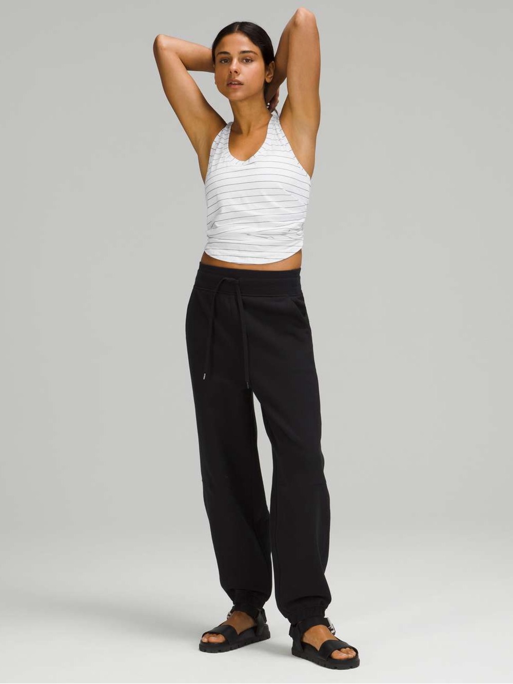 lululemon athletica White Striped Scoop Neck Racerback Tank 6
